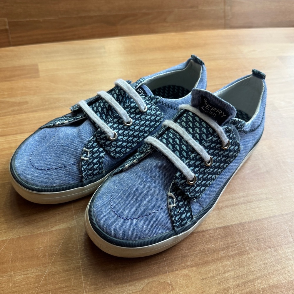 Sperry x Vineyard Vines Crest Vibe Junior Chambray shoes size 12